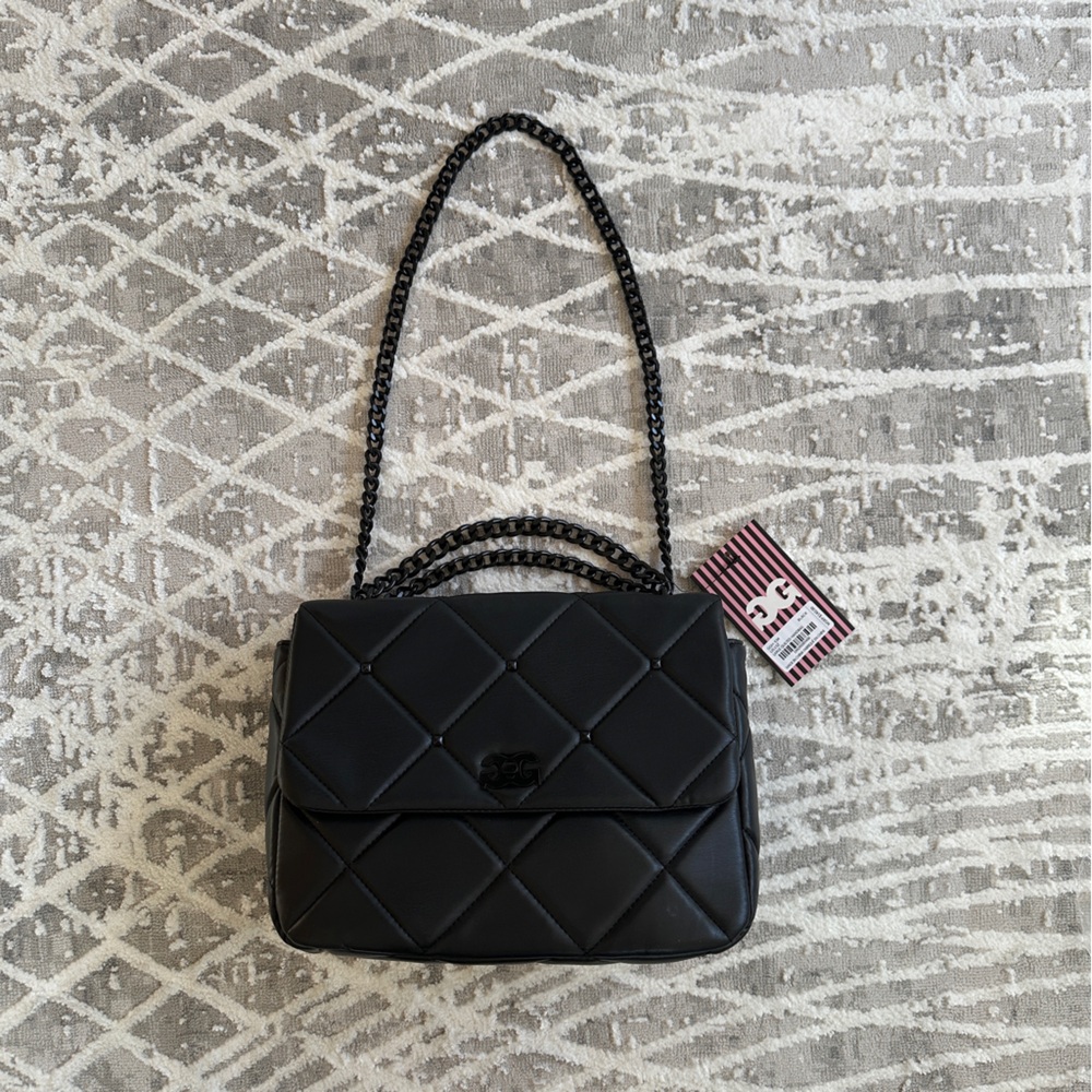 Brand New - Gilda Paris Large Quilted Bag (Matte Black w/ Black chains)